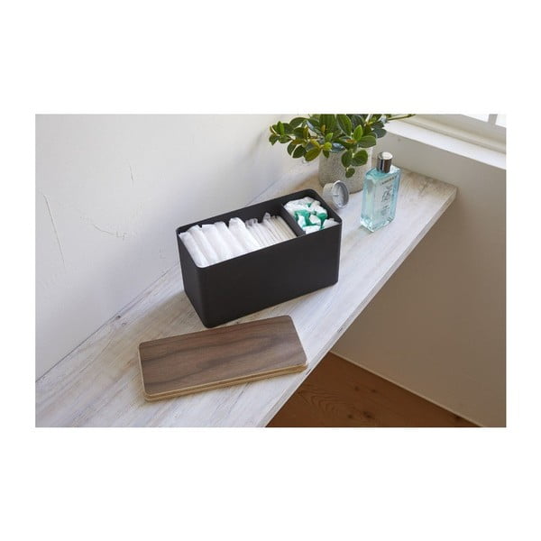 Organizator pentru baie cu capac din placaj Yamazaki Rin, negru-image-2