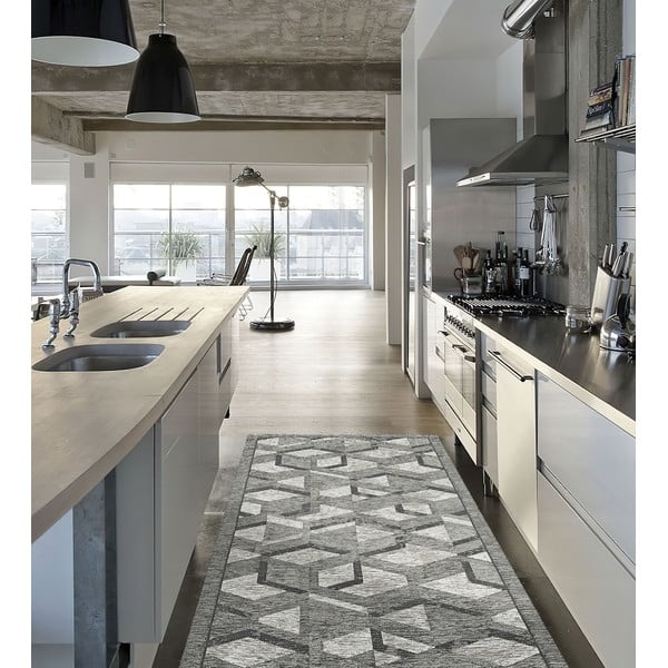 Traversă Floorita Hypnotik, 55 x 140 cm, gri-negru-image-1