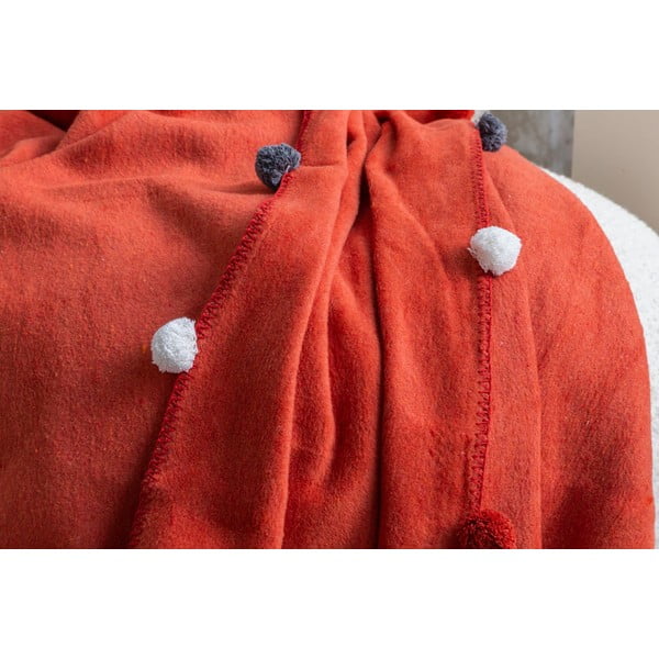 Cuvertură cărămizie din polar, fleece 150x200 cm Pom Pom – Mijolnir-image-3