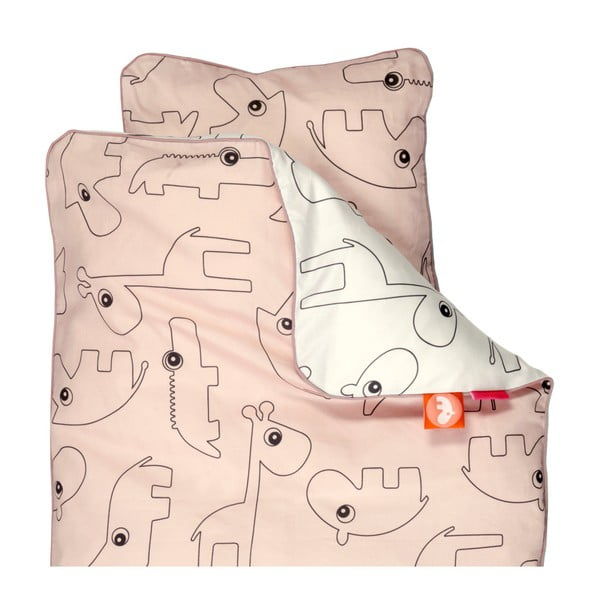 Lenjerie de pat pentru copii Done by Deer Contour, 100 x 140 cm, roz 
