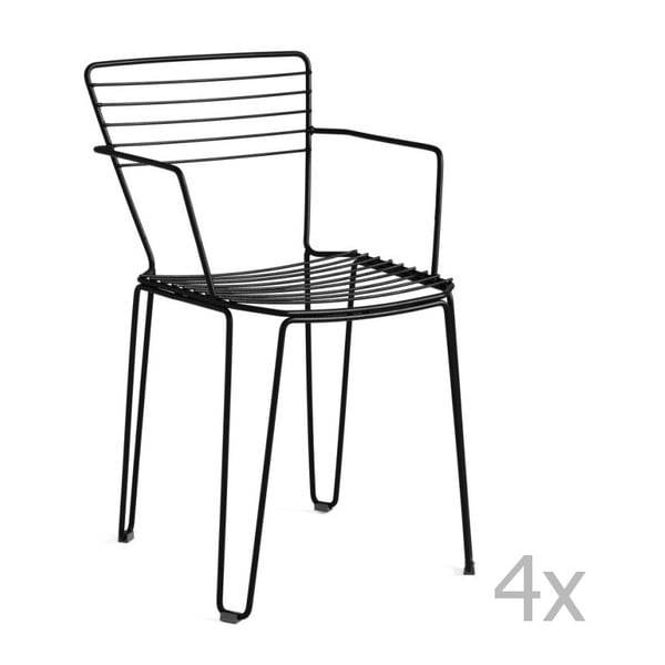 Set 4 scaune de grădină cu cotiere Isimar Menorca, negru