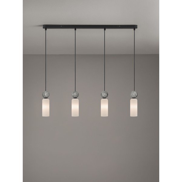 Lustră negru-mat din piatră cu abajur din sticlă Filomena – Nova Luce-image-3