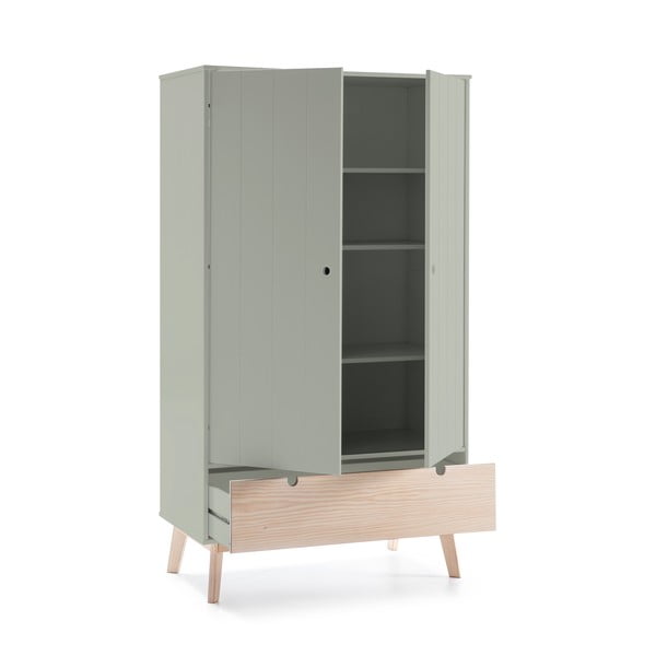 Dulap cu picioare din lemn de pin pentru copii Marckeric Kiara, verde-image-3