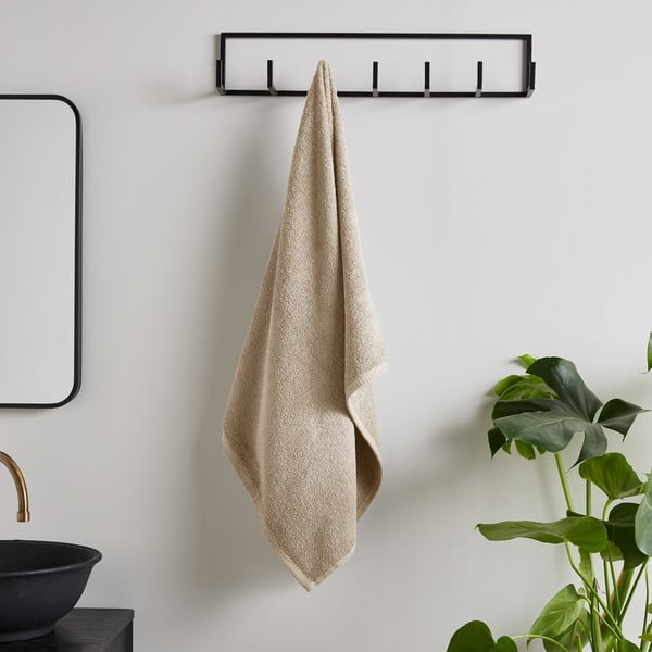 Prosop bej din bumbac cu uscare rapidă, din frotir 90x140 cm Quick Dry – Catherine Lansfield-image-1