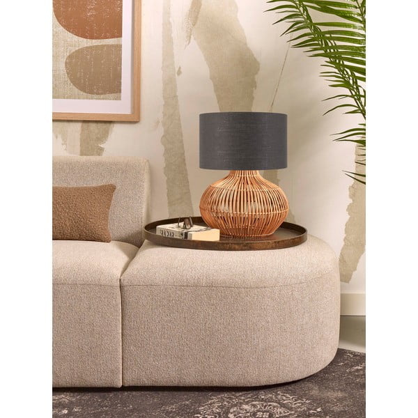 Veioză gri închis/în culoare naturală cu abajur textil (înălțime 48 cm) Kalahari – Good&Mojo-image-3