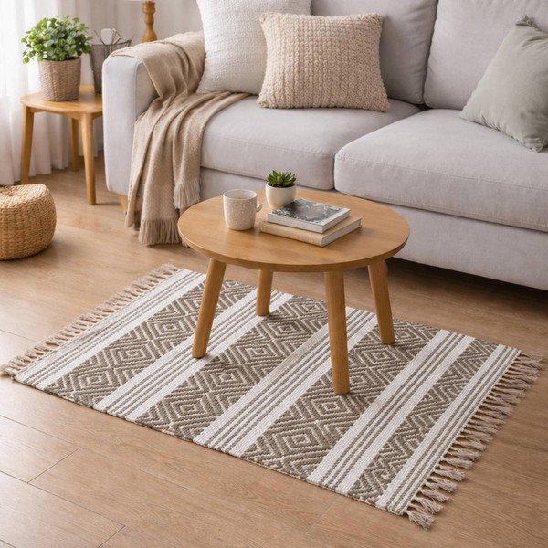 Covor în culoare naturală lavabil din amestec de bumbac 50x80 cm Murano – douceur d'intérieur-image-1