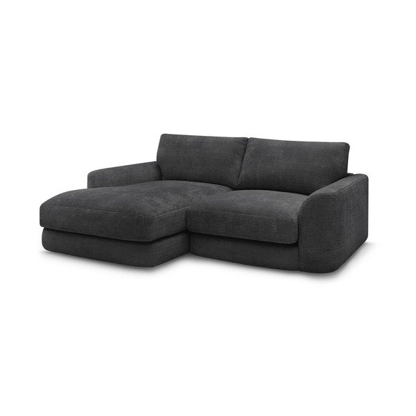 Colțar negru cu tapițerie din chenille (cu colț pe partea stângă/cu șezlong) Leonore – Bobochic Paris