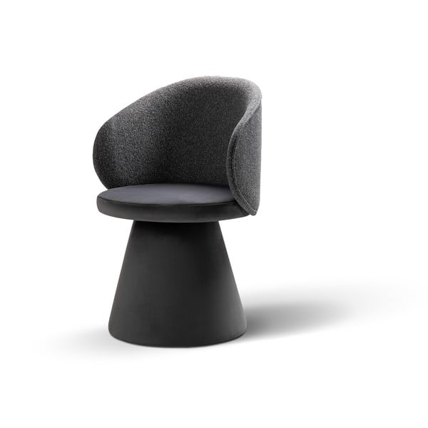 Fotoliu gri închis cu tapițerie din catifea Inez – Micadoni -image-2