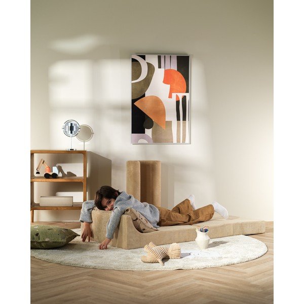 Fotoliu pentru copii maro deschis cu tapițerie din catifea reiată Flipster – Wigiwama-image-4