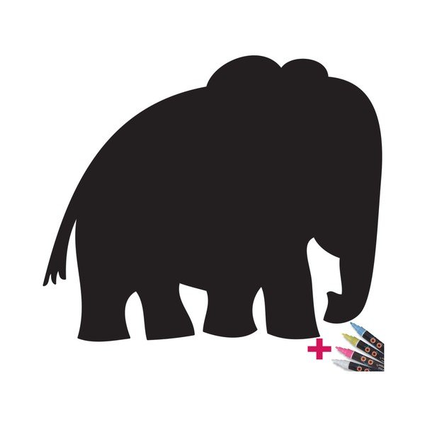 Set autocolant tip tăbliță de scris și 4 markere Ambience Elephant-image-2