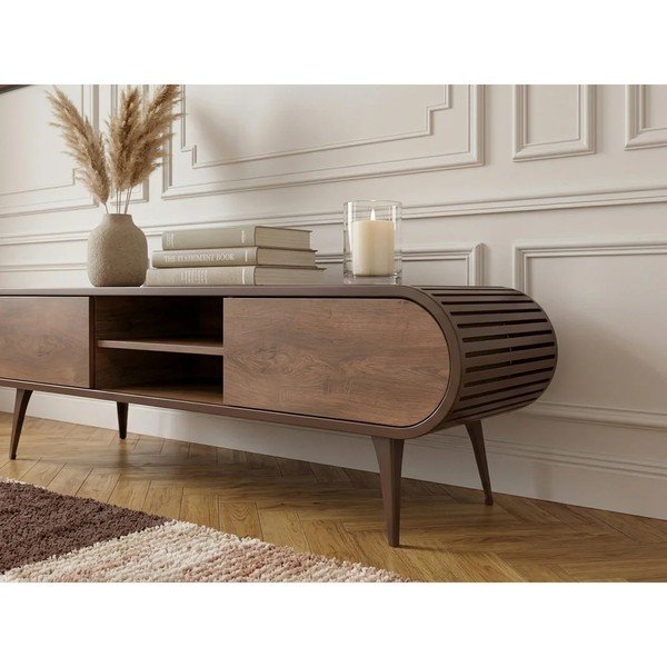 Comodă TV în culoare naturală cu aspect de lemn de stejar 180x52x40 cm Billie – Bobochic Paris-image-4