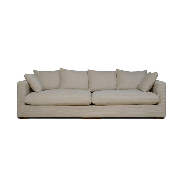 Canapea bej cu tapițerie din catifea reiată  266 cm Comfy – Scandic
