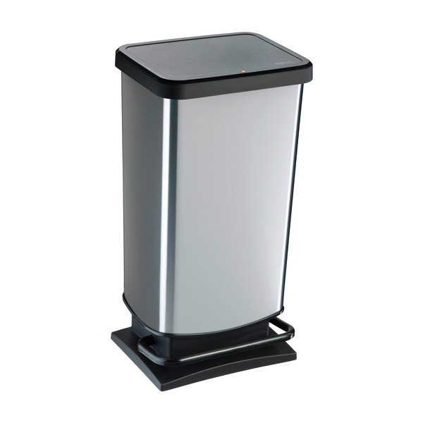 Coș de gunoi argintiu cu pedală din plastic 40 l Paso – Rotho