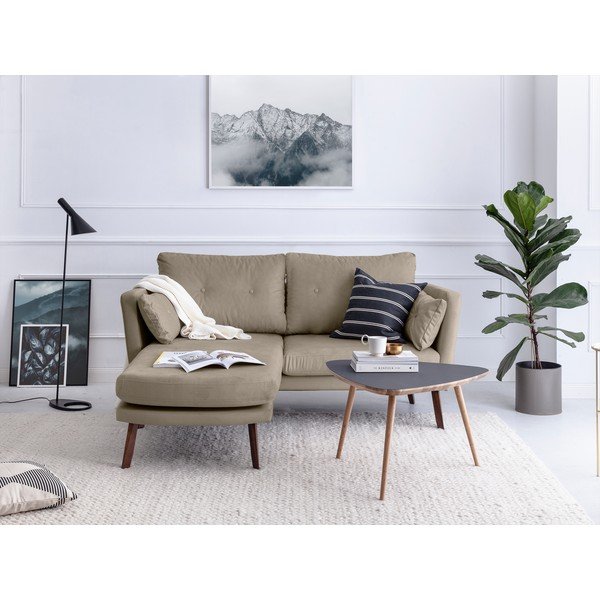 Canapea cu 3 locuri Mazzini Sofas Elena, cu șezlong pe partea stângă, bej închis-image-1