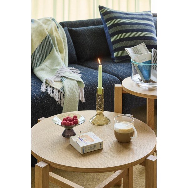 Măsuțe de cafea în culoare naturală 2 buc. rotunde cu aspect de lemn de stejar ø 68 cm Four – Hübsch-image-4