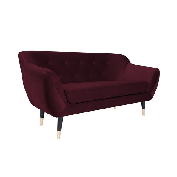 Canapea Mazzini Sofas AMELIE cu picioare negre, vișiniu, 158 cm-image-2