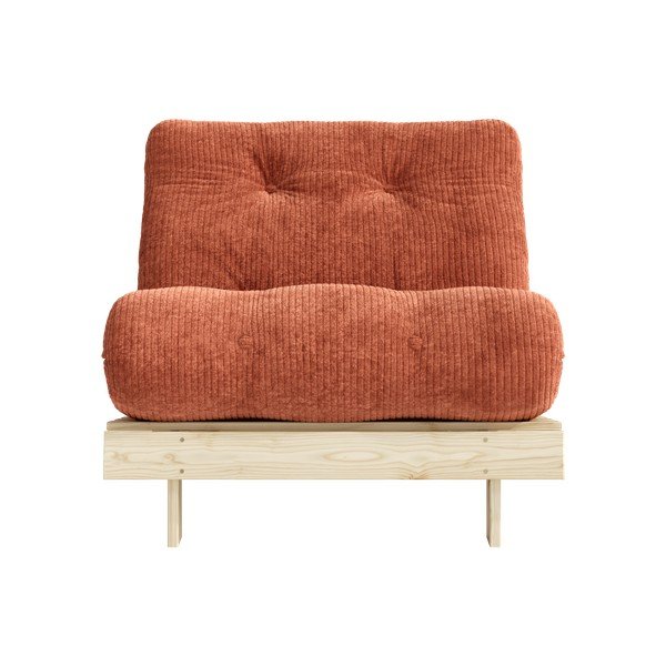 Fotoliu teracotă extensibil de tip futon cu tapițerie din catifea reiată Roots – Karup-image-3