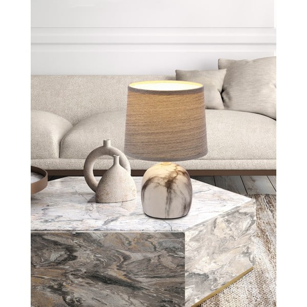 Veioză gri deschis cu abajur textil (înălțime 25 cm) Adelina – Candellux Lighting-image-1