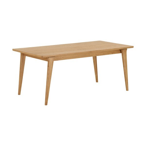 Masă de dining extensibilă cu aspect de lemn de stejar cu blat suplimentar 90x180 cm Darwin – House Nordic