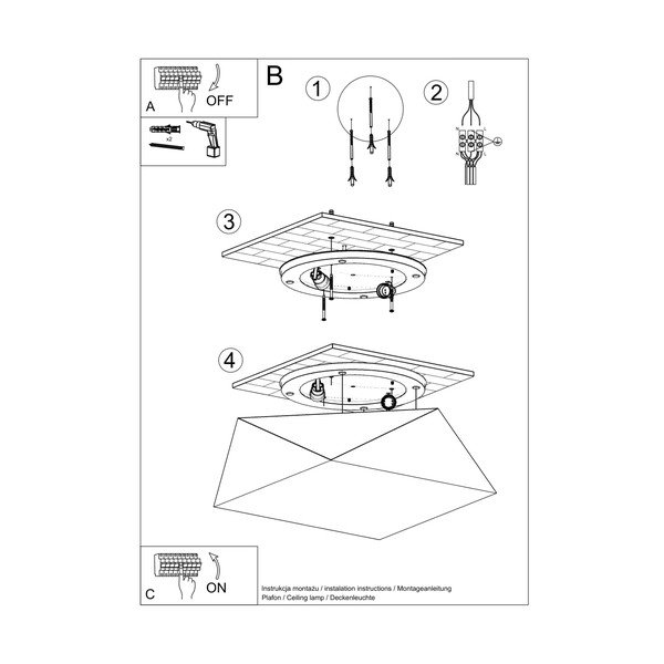 Plafonieră neagră 35x35 cm Koma – Sollux-image-3