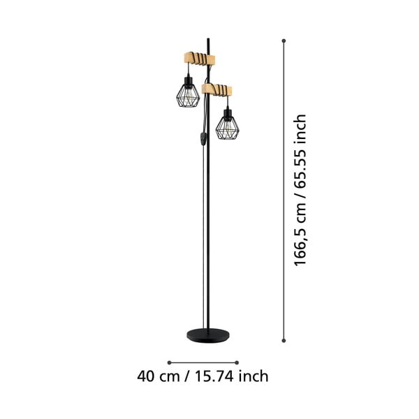 Lampadar negru/în culoare naturală (înălțime 166,5 cm) TOWNSHEND 5 – EGLO-image-2