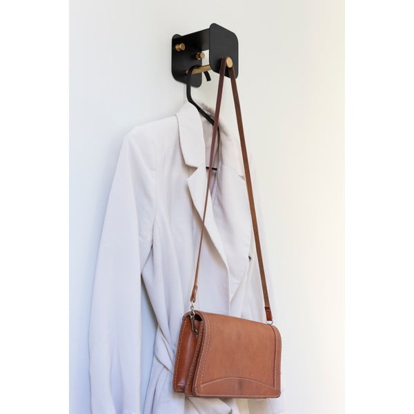 Cuier de perete negru cu raft din metal Hang in There – UMAGE-image-4