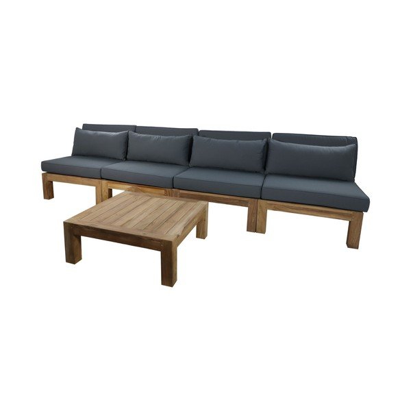 Set mobilier de grădină gri din lemn de tec pentru patru persoane Aruba - HSM collection