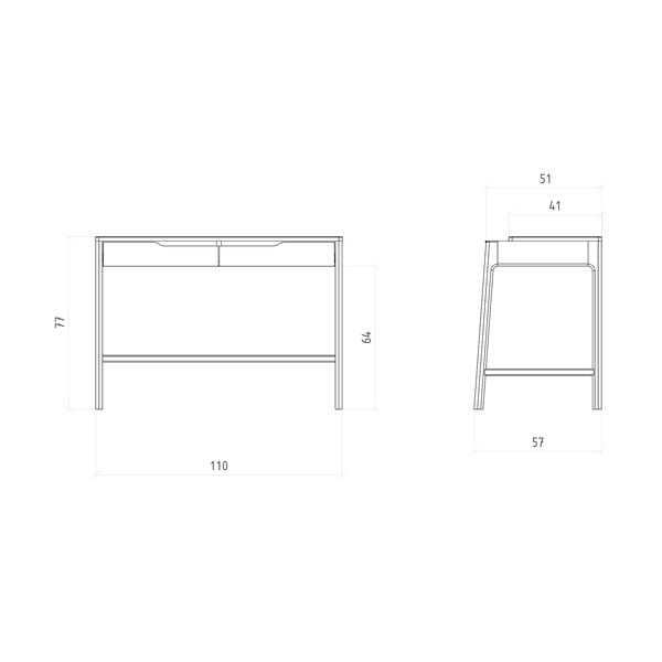 Masă de machiaj din lemn   de stejar 57x110 cm Twig – The Beds-image-4