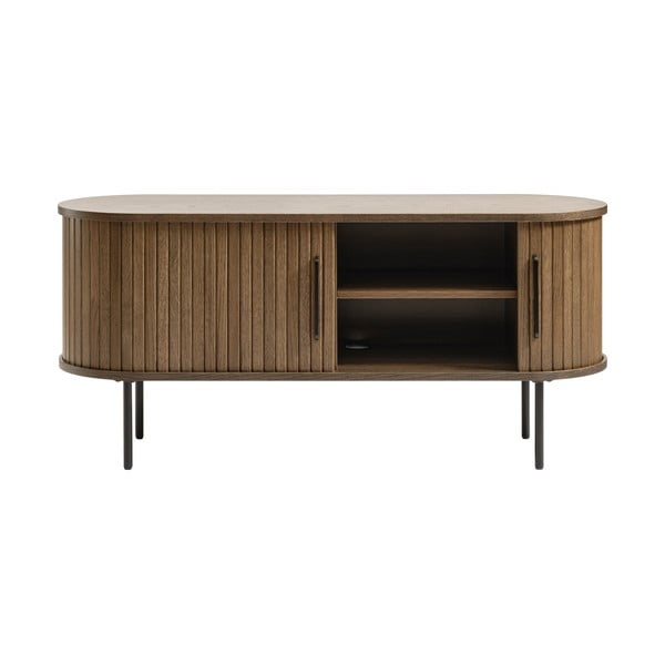 Masă TV maro cu aspect de lemn de stejar 120x56 cm Nola – Unique Furniture-image-4