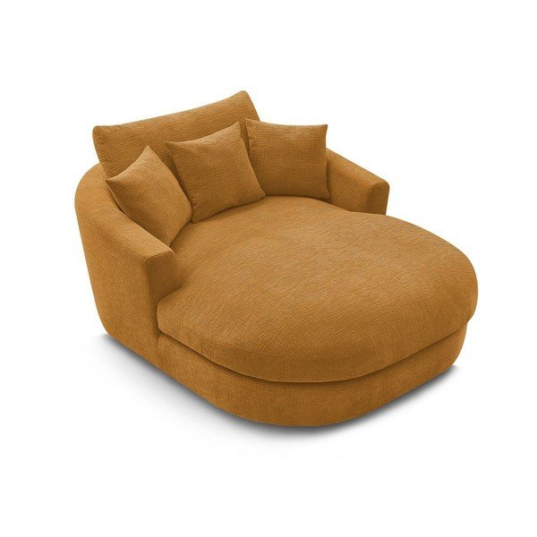 Fotoliu galben cu tapițerie din chenille Belem – Bobochic Paris-image-4