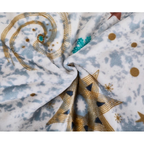 Lenjerie de pat albă/albastră din micropluș/cocolino pentru pat de o persoană 140x200 cm Estrellas – My House-image-1