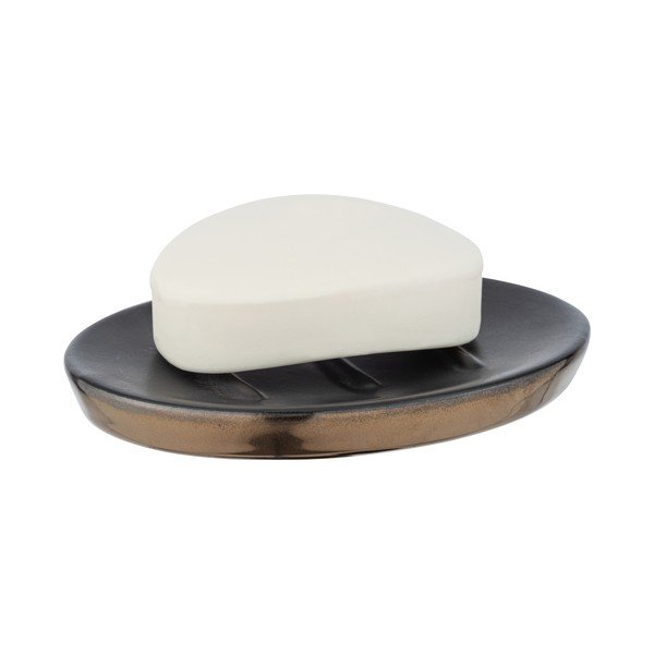 Săpunieră ceramică Wenko Polaris, gri mat - auriu-image-2