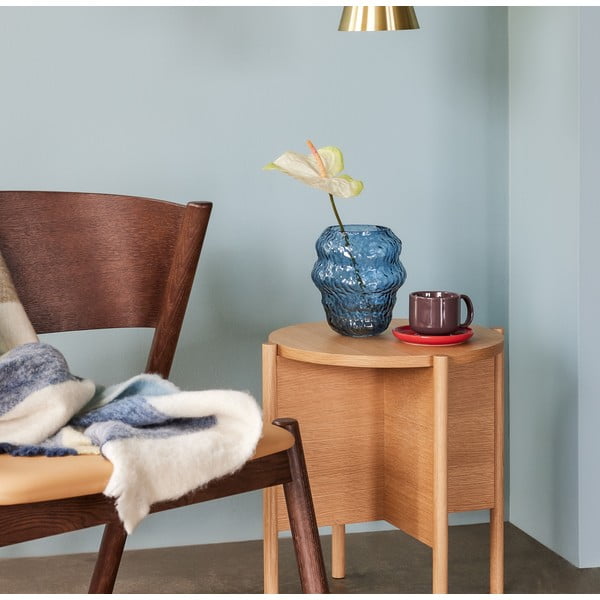 Vază albastru-deschis din sticlă lucrată manual (înălțime 18 cm) Aurora – Hübsch-image-1