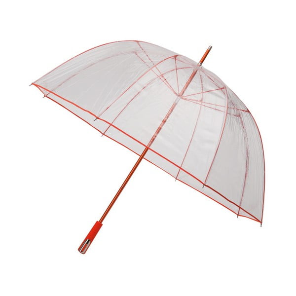 Umbrelă de golf Ambiance Birdcage Ribs, 111 cm, transparent cu detalii roșii