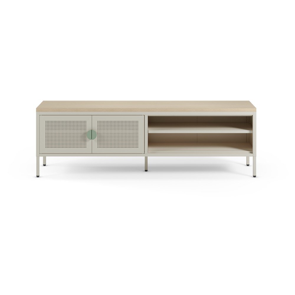 Comodă TV crem/în culoare naturală din metal 160x50x35 cm Sayla – Marckeric