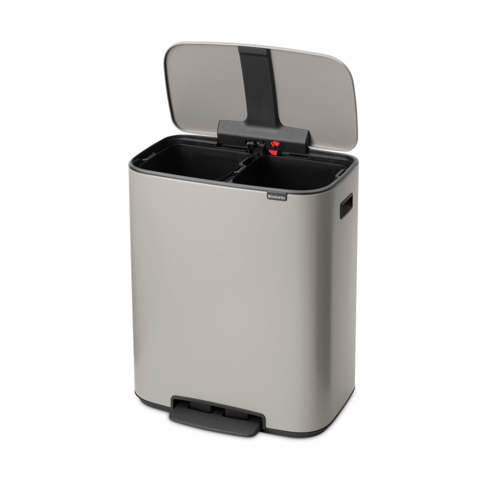Coș de gunoi gri deschis pentru reciclare/cu pedală 2x30 l din oțel Bo – Brabantia