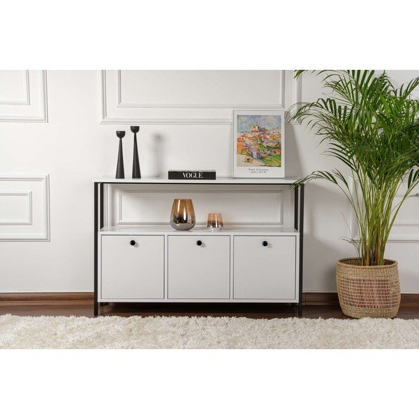 Masă consolă albă cu aspect mat 29,5x120 cm Solace – Kalune Design-image-4