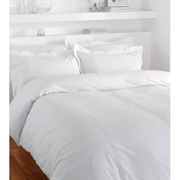 Lenjerie pentru pat dublu Catherine Lansfield Minimalist, 220 x 230 cm, alb