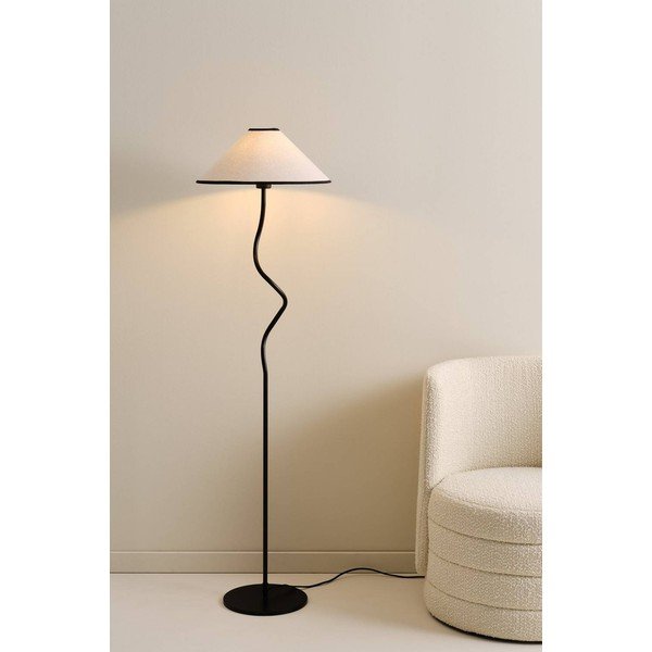 Lampadar alb/negru cu intensitate reglabilă din material textil (înălțime 148 cm) Juliet – Jotex-image-1