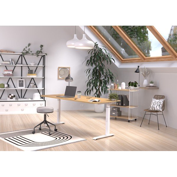 Birou cu blat cu aspect de lemn de stejar cu înălțime ajustabilă 80x180 cm Downey – Germania-image-1