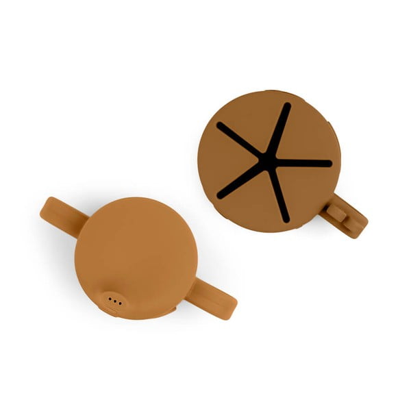 Căni pentru copii din silicon galben-maroniu, set de 2 căni pentru copii, cu gura de băut de 0,12 l Friends - Done by Deer-image-2