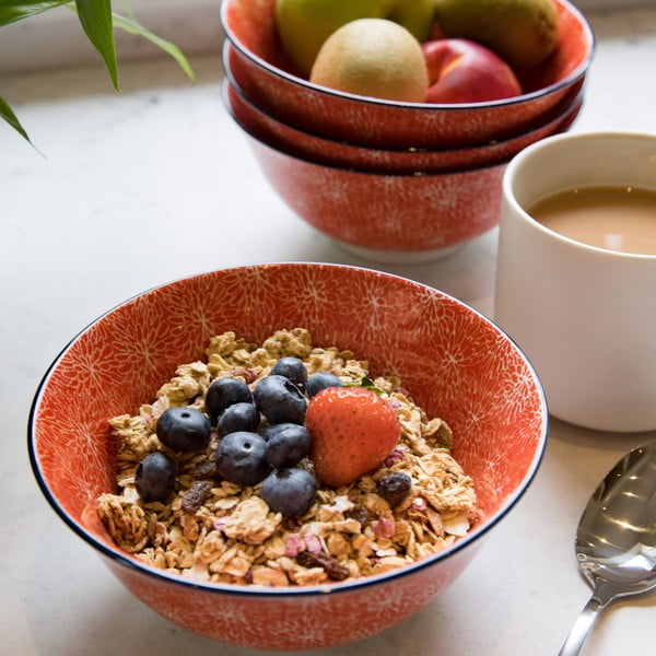 Bol roșu din ceramică Kitchen Craft Floral, ø 16 cm-image-3