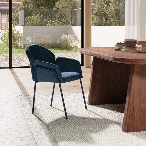 Set de scaune de sufragerie albastru 2 buc. tapițat Aslin – MOME-image-2