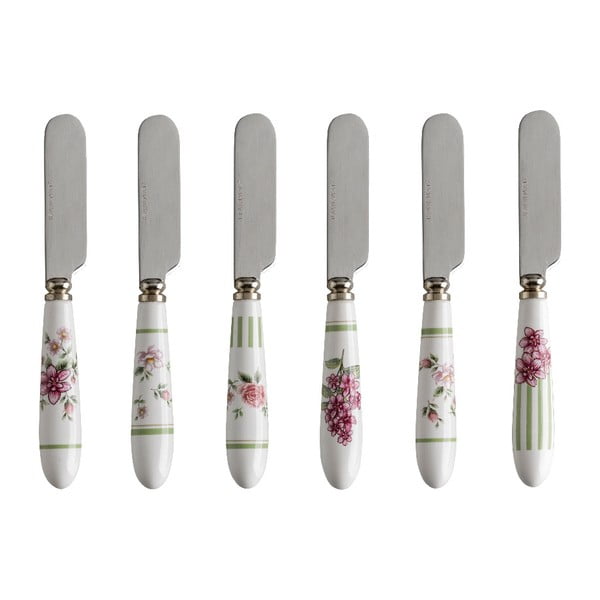 Set 6 cuțite pentru unt cu mâner din ceramică Brandani Nonna Rosa