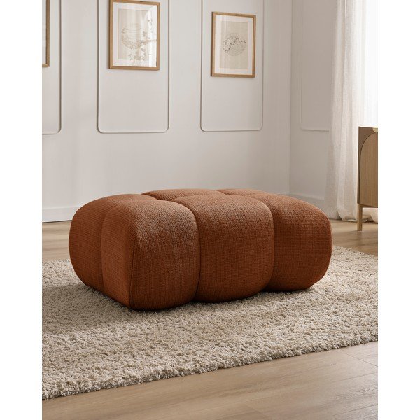 Taburet cărămiziu cu tapițerie din chenille Ivane – Bobochic Paris-image-1