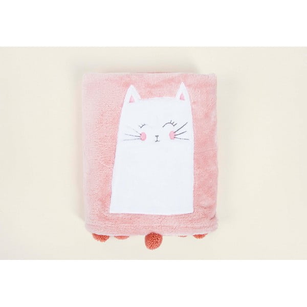 Pătură pentru copii roz din bumbac 75x120 cm Kitty – Mijolnir