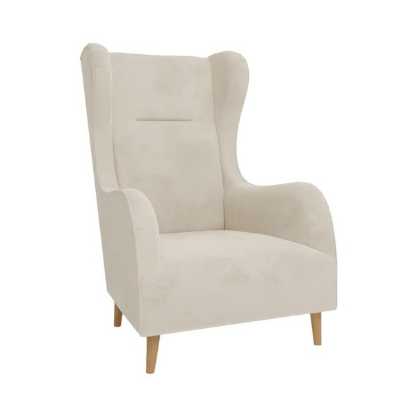Fotoliu wing crem cu tapițerie din catifea Carole – Ropez