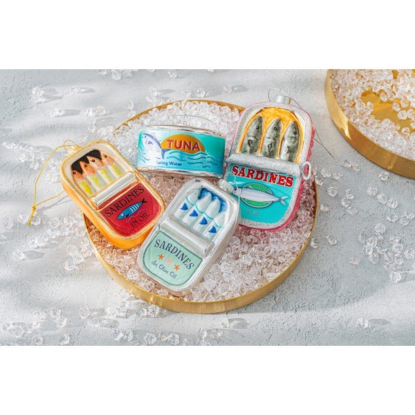 Ornament de Crăciun din sticlă 7 cm Can of Sardines – Sass & Belle-image-3