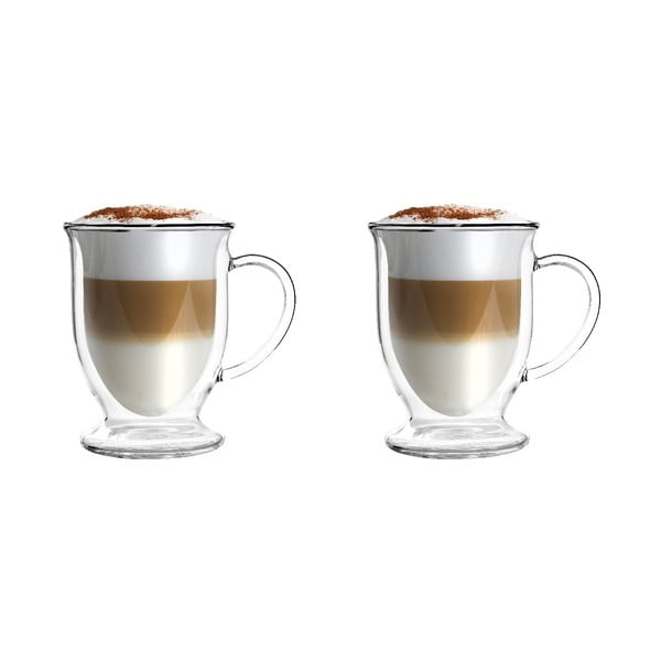 Căni 2 buc. cu perete dublu/pentru latte din sticlă 250 ml Amo – Vialli Design-image-1