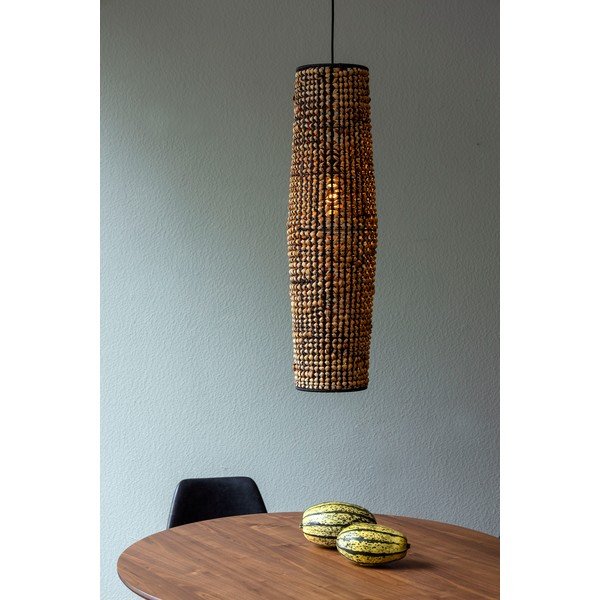 Lustră neagră/în culoare naturală cu abajur din zambilă de apă ø 20 cm Hyacint – Dutchbone-image-1